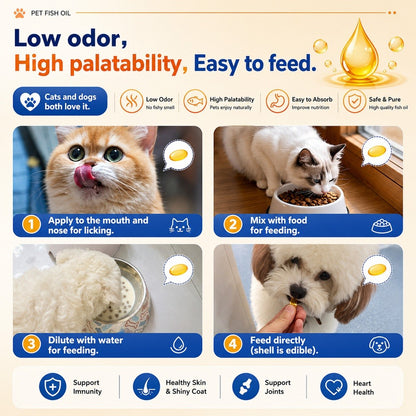 Kopipets Wild Salmon Fish Oil for Cats & Dogs | Shiny Coat Skin reduce shedding High Omega-3 Pet Fish Oil