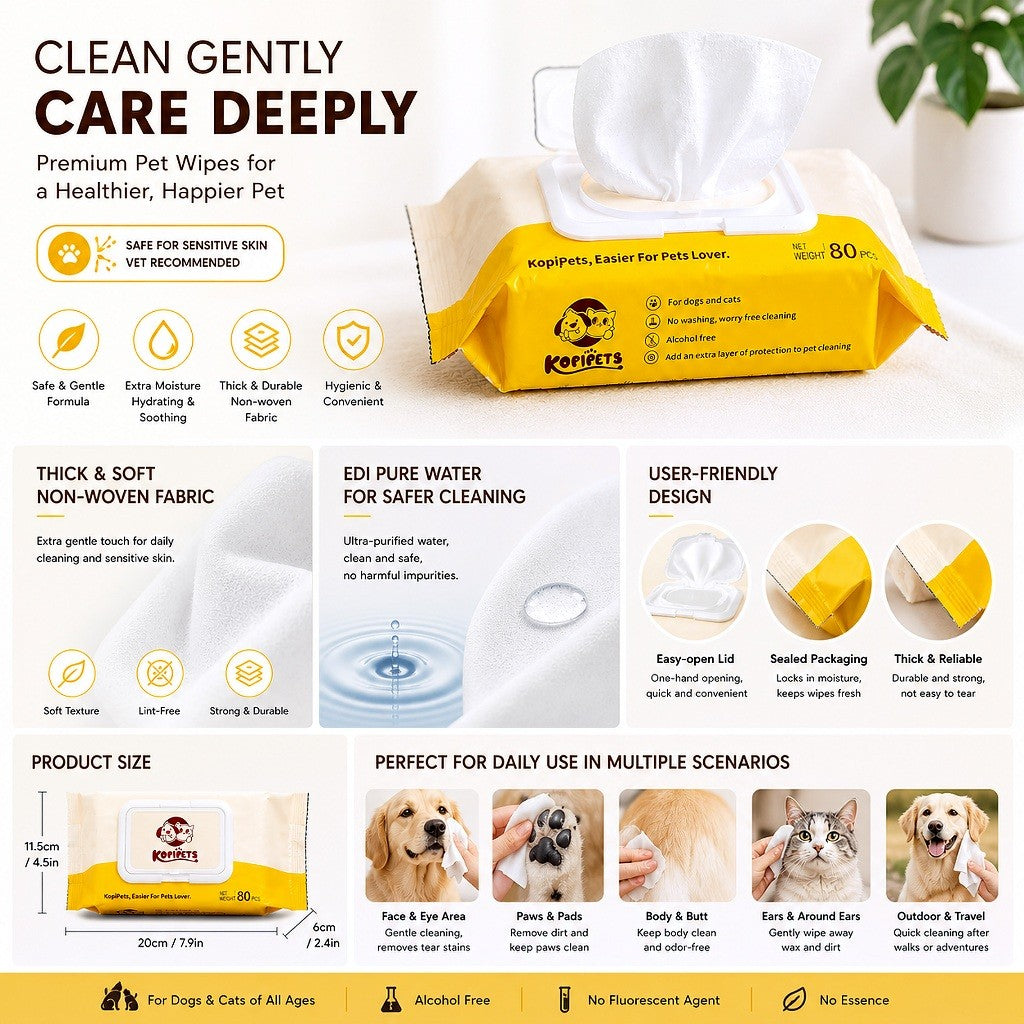 Kopipets Pet Wet Wipes 165×120mm 368g 80pcs