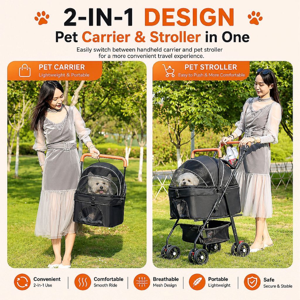 Kopipets 3-in-1 Foldable Pet Stroller