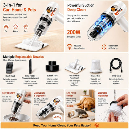 Kopipets Wireless Pet Hair Vacuum Cleaner