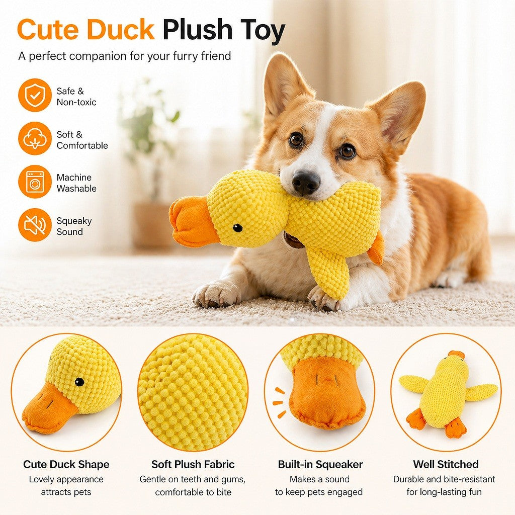 Kopipets Squeaky Plush Duck Dog Toy