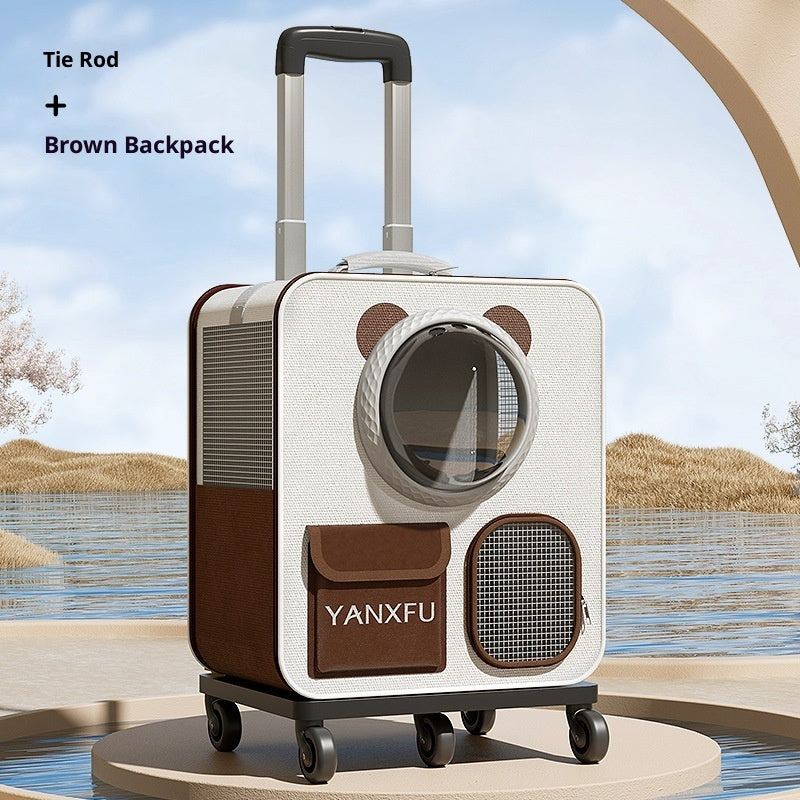 Kopipets Pet Rolling Carrier Backpack Space Capsule Design | Foldable Large-Capacity Trolley Bag