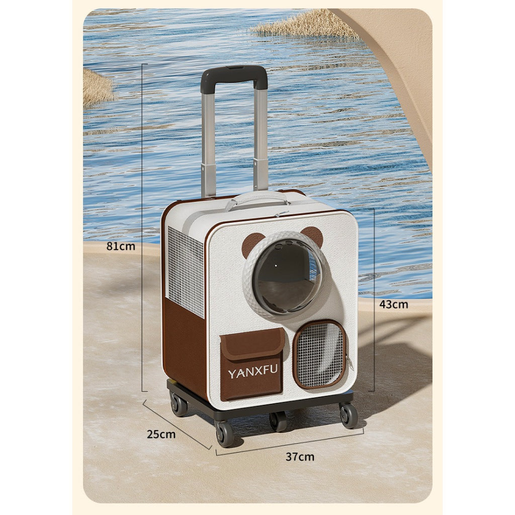 Kopipets Pet Rolling Carrier Backpack Space Capsule Design | Foldable Large-Capacity Trolley Bag