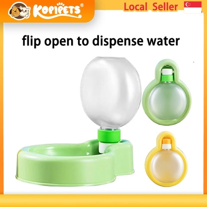 Kopipets Bulb Shape Pets Water Bottle - Foldable Travel Bowl with Carabiner for Dogs & Cats