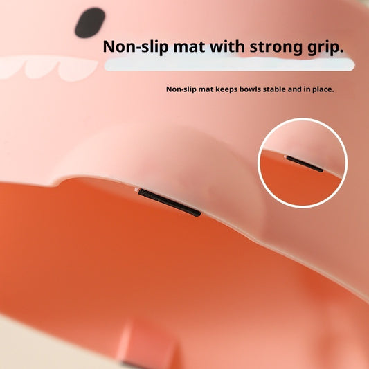 Kopipets Dinosaur Pet Feeding Bowl Tilted Anti-Slip Cat Dog Bowl Stainless Steel Detachable Design 15° Neck Protection