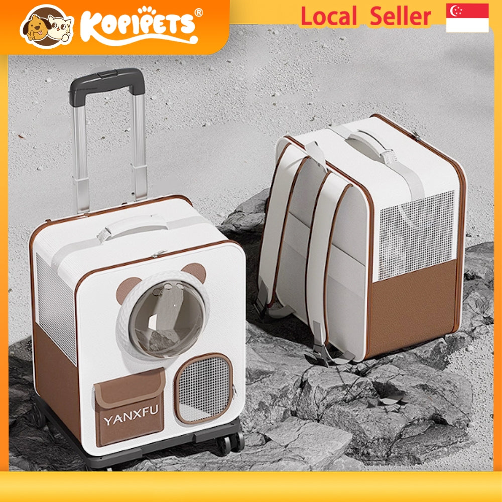 Kopipets Pet Rolling Carrier Backpack Space Capsule Design | Foldable Large-Capacity Trolley Bag