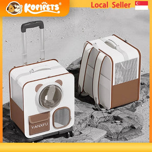 Kopipets pet rolling carrier with wheels for cats and dogs, Singapore