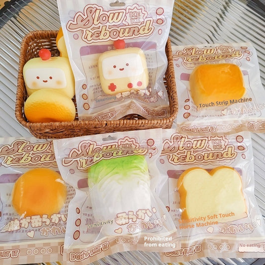 Kopipets - Bread Toast Slow Rebound Squishy Toy Creative Soft Stress Relief Cute Squeeze Toy