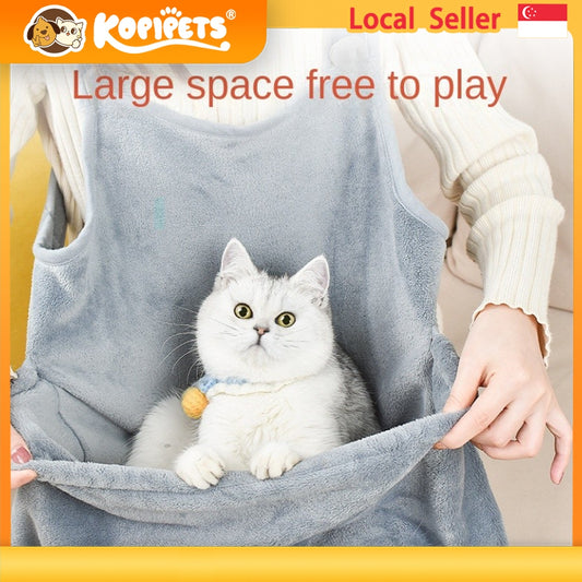 Kopipets Cat Cuddle Apron - Hands-Free Cat Carrier with Anti-Scratch Pockets | Hair-Proof Pet Holding Dress