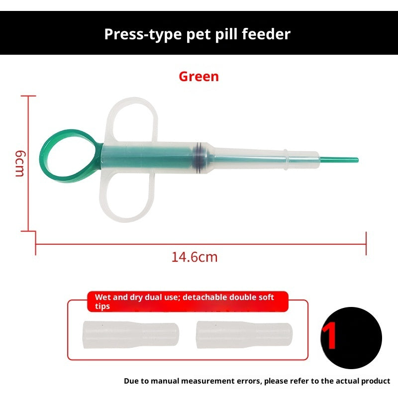 Upgraded Pet Pill Feeder | Dual-Head Push-Type Cat Dog Medicine Dispenser | Dry & Wet Use Pill Syringe Feeder