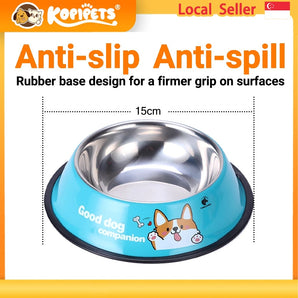 Kopipets stainless steel pet bowl with non-slip base for cats and dogs, Singapore