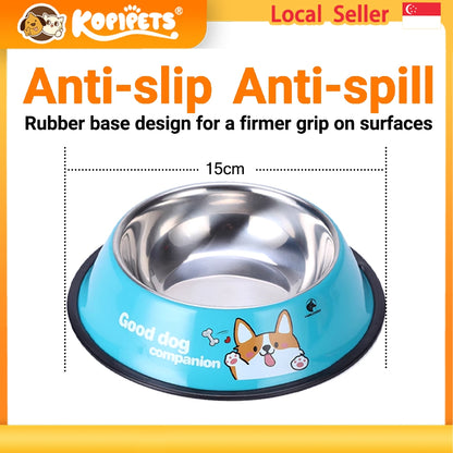 Kopipets Colorful Stainless Steel Pet Bowl | Non-Slip & Bite-Resistant | Durable Anti-Tip Design | Easy to Clean