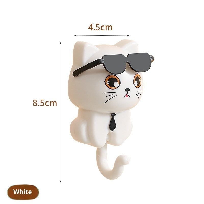 Kopipets Cute Cat Wall Hook Creative Black Cat Adhesive Hook, Strong Waterproof No-Drill Hanger