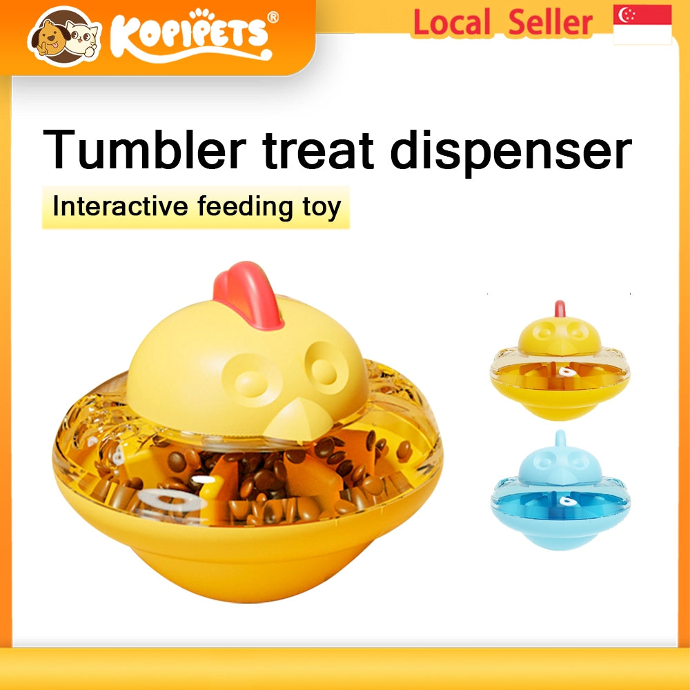 Kopipets Cat Food Dispenser Toy Wobble Chicken Feeder, Adjustable Slow Feeder with Transparent Window