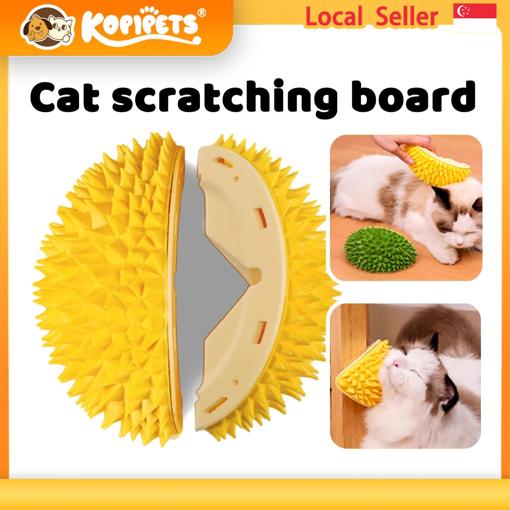 Kopipets Durian-Shaped Cat Grooming Brush & Wall Scratcher - Itch Relief Massager for Cats | Fun Scratch Toy