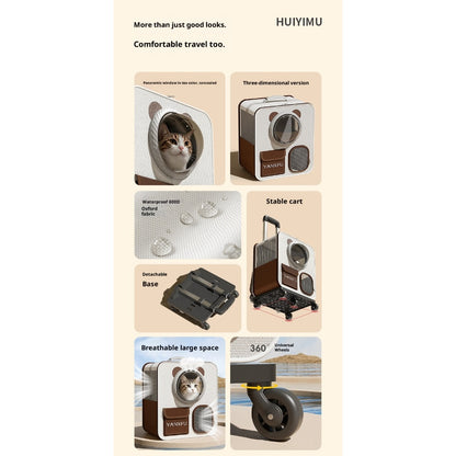 Kopipets Pet Rolling Carrier Backpack Space Capsule Design | Foldable Large-Capacity Trolley Bag