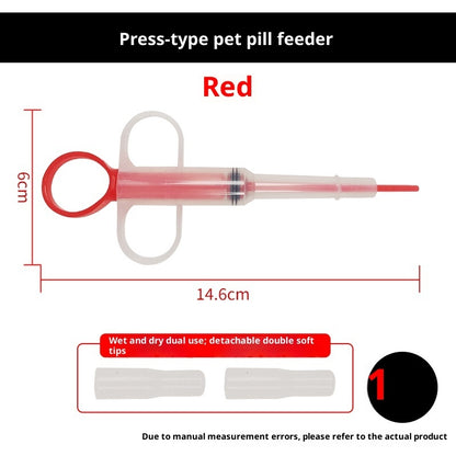 Upgraded Pet Pill Feeder | Dual-Head Push-Type Cat Dog Medicine Dispenser | Dry & Wet Use Pill Syringe Feeder