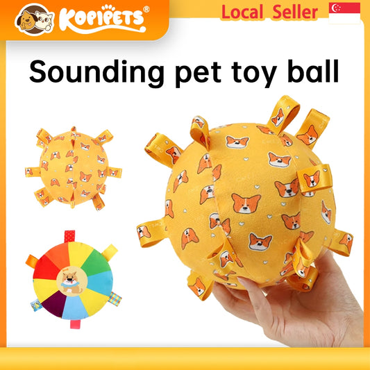 Kopipets Squeaky Dog Toy Ball - Durable Plush Chew Ball for Small Dogs (Poodles, Corgis) | Energy-Burning Fetch