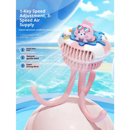 Kopipets Chrimas Gift Cute Octopus USB Baby Stroller Fan Bladeless Quiet 3-Speed Portable Rechargeable Phone Stand Fan