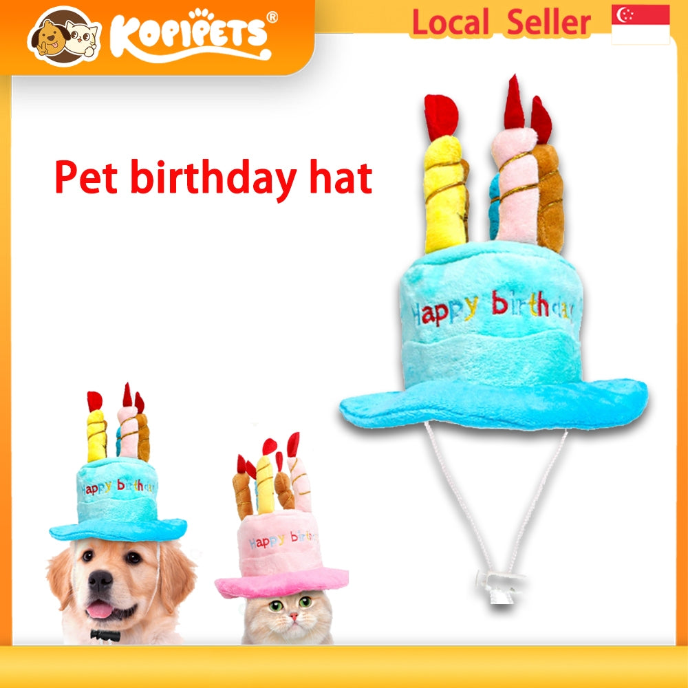 Kopipets Pet Birthday Hat Adjustable Cute Plush Cap for Cats and Dogs Party Decoration Accessories