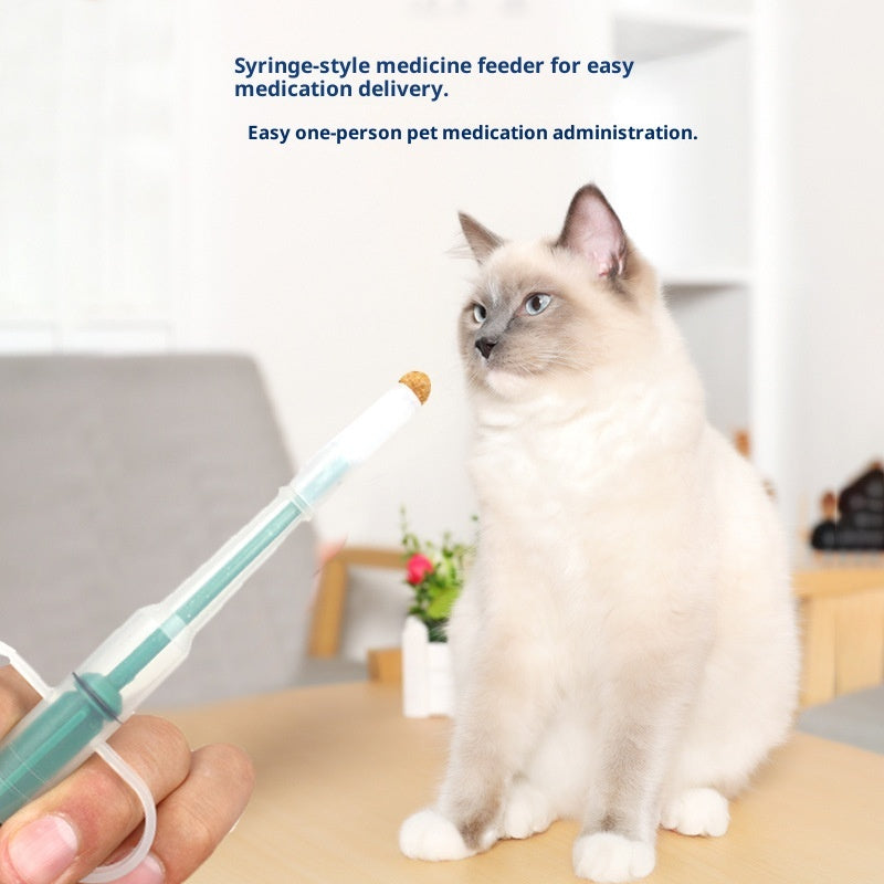 Upgraded Pet Pill Feeder | Dual-Head Push-Type Cat Dog Medicine Dispenser | Dry & Wet Use Pill Syringe Feeder