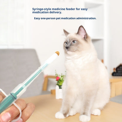 Upgraded Pet Pill Feeder | Dual-Head Push-Type Cat Dog Medicine Dispenser | Dry & Wet Use Pill Syringe Feeder