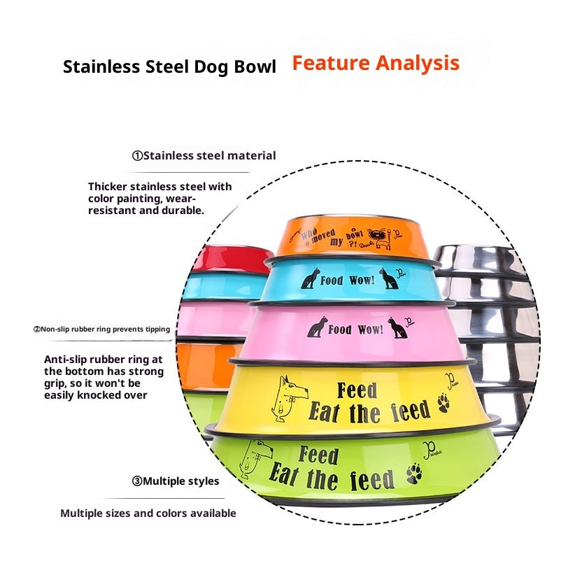 Kopipets Colorful Stainless Steel Pet Bowl | Non-Slip & Bite-Resistant | Durable Anti-Tip Design | Easy to Clean