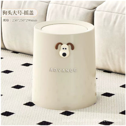 Kopipets Cute Dog Trash Can Large Capacity Home Waste Bin with Flip Lid | Odor-Sealed Aesthetic Storage Bin