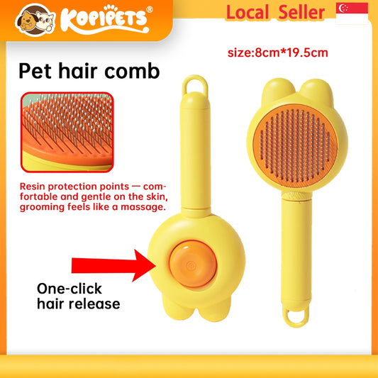 Kopipets Pet Self Cleaning Slicker Brush for Cats & Dogs | Gentle Hair & Fur Deshedding Massage Comb | Remove Loose Hair