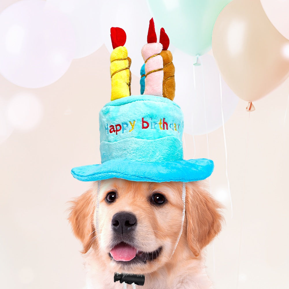 Kopipets Pet Birthday Hat Adjustable Cute Plush Cap for Cats and Dogs Party Decoration Accessories