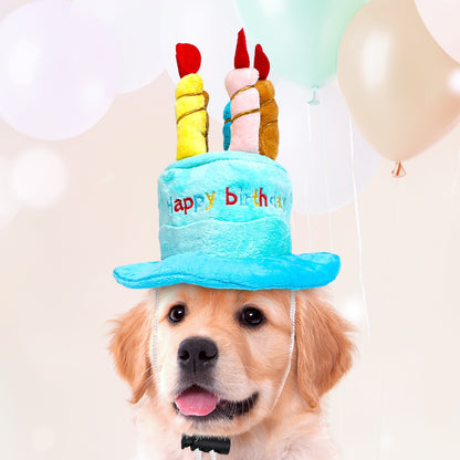 Kopipets Pet Birthday Hat Adjustable Cute Plush Cap for Cats and Dogs Party Decoration Accessories