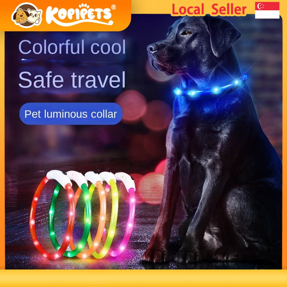 Kopipets Rechargeable LED Pet Collar - Glowing Safety Necklace for Dogs & Cats, USB Charging, 10 Color Modes, Adjustable