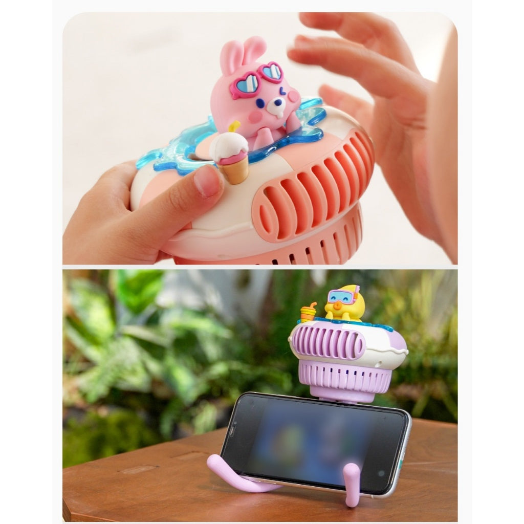 Kopipets Chrimas Gift Cute Octopus USB Baby Stroller Fan Bladeless Quiet 3-Speed Portable Rechargeable Phone Stand Fan