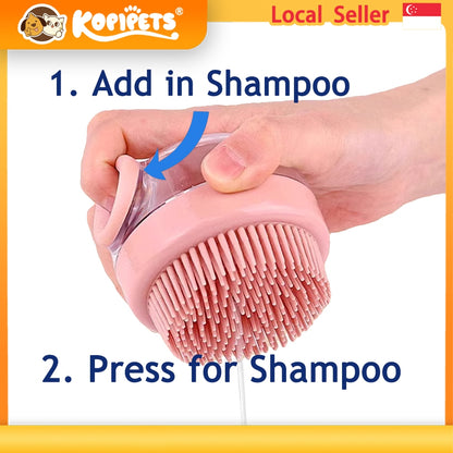 Kopipets 2-in-1 Pet Bath Brush - Refillable Silicone Massage Glove & Shampoo Dispenser | Gentle Cleaning for Cats & Dogs