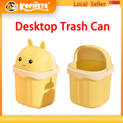 Kopiets Mini Desktop Trash Can Cute Covered Waste Bin Small Creative Table Garbage Bin Home Office Use