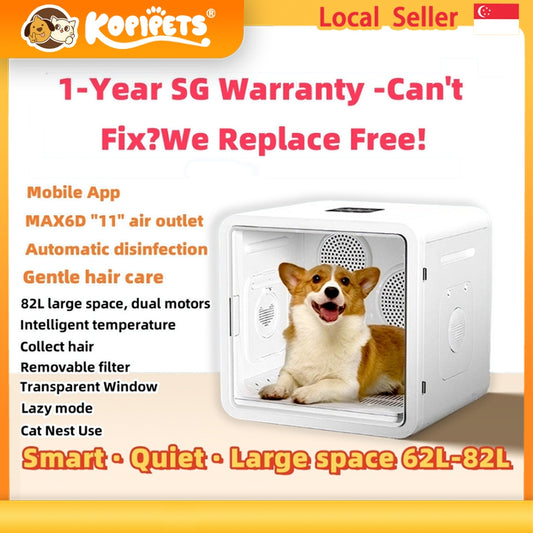 Kopipets Pet Dryer Box 2nd Gen Cat Dog Drying Cabin | Quiet | 1-Year SG Support | Can Use As Pet Bed