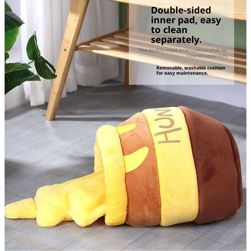 Kopipets Honey Jar Pet Bed Cute Cartoon Cat & Dog Nest Soft Washable Cozy Pet House