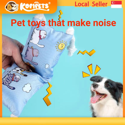 Kopipets Dog Squeaky Toy with Crinkle Sound Cotton Rope Chew Toy Cute Plush for Boredom Relief