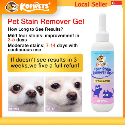 Kopipets Tear Stain Remover Gel 30g | Eye Care for Cats & Dogs | Removes Tear Stains | Cleans & Brightens | Safe Herbal