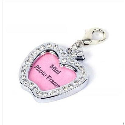 Kopipets Pet Round Diamond ID Tag DIY Handwritten Anti-Lost Name Pendant Heart Charm for Dogs