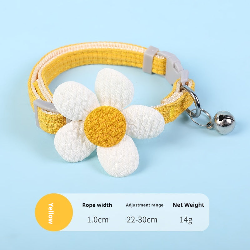 Kopipets Adjustable Cat Collar with Bow, Flower & Bell Soft Breathable Pet Necklace for Cats