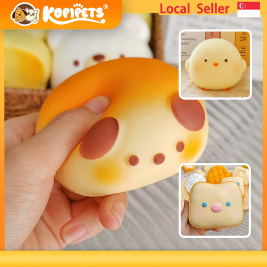 Kopipets - Bread Toast Slow Rebound Squishy Toy Creative Soft Stress Relief Cute Squeeze Toy