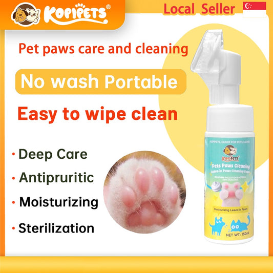 Kopipets 100% Natural Pet Paw Cleaner Foam 150ml Dog Cat Paw Wash Natural Plant Formula 360° Brush