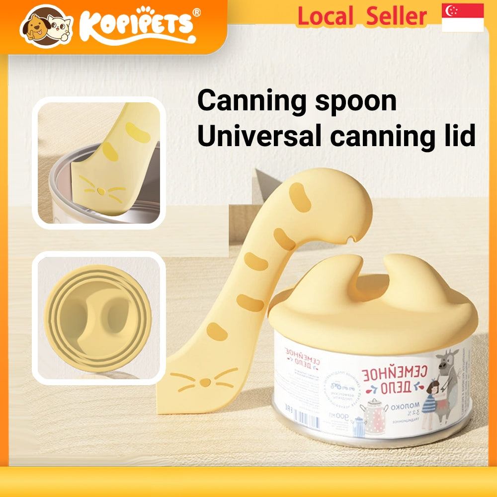 Kopipets Pet Can Spoon Multi-Functional Opener Cat Feeding Tool Wet & Dry Food Spoon with Seal Cover