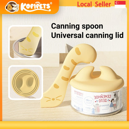 Kopipets Pet Can Spoon Multi-Functional Opener Cat Feeding Tool Wet & Dry Food Spoon with Seal Cover