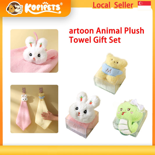 Kopipets - Cute Animal Coral Fleece Hand Towel Hanging Absorbent Washcloth Soft Baby Home Gift Towel Set