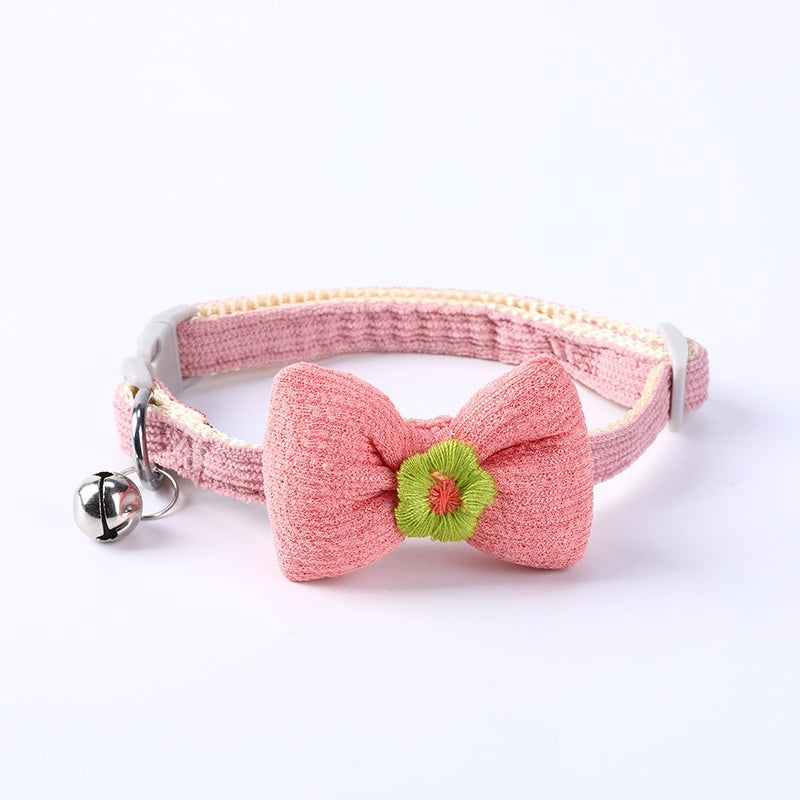 Kopipets Adjustable Cat Collar with Bow, Flower & Bell Soft Breathable Pet Necklace for Cats