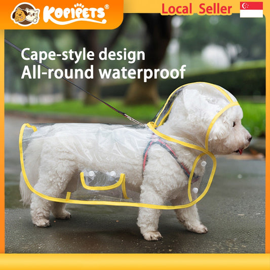 Kopipets Waterproof Dog Raincoat - Clear Transparent Design for Small/Medium Dogs