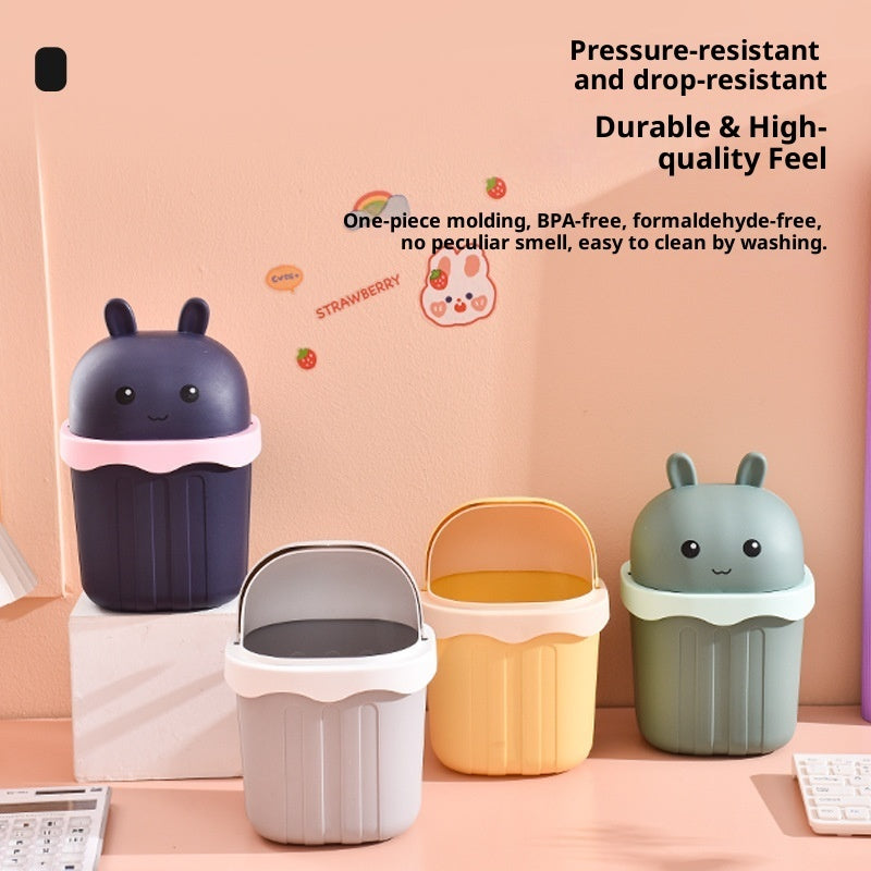 Kopiets Mini Desktop Trash Can Cute Covered Waste Bin Small Creative Table Garbage Bin Home Office Use