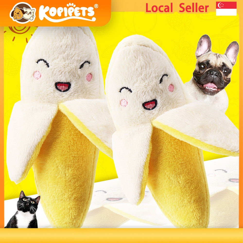 Yellow Banana Pet Toy Plush Squeaky BB Sound Dog Cat Interactive Toy Cute Companion